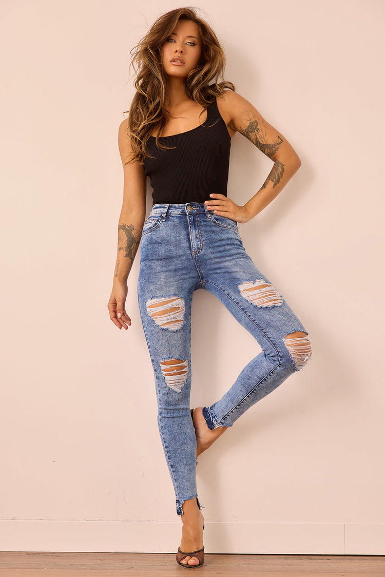 Easy Does It Crop Jeans - Washed Blue DENIM Sage and Paije
