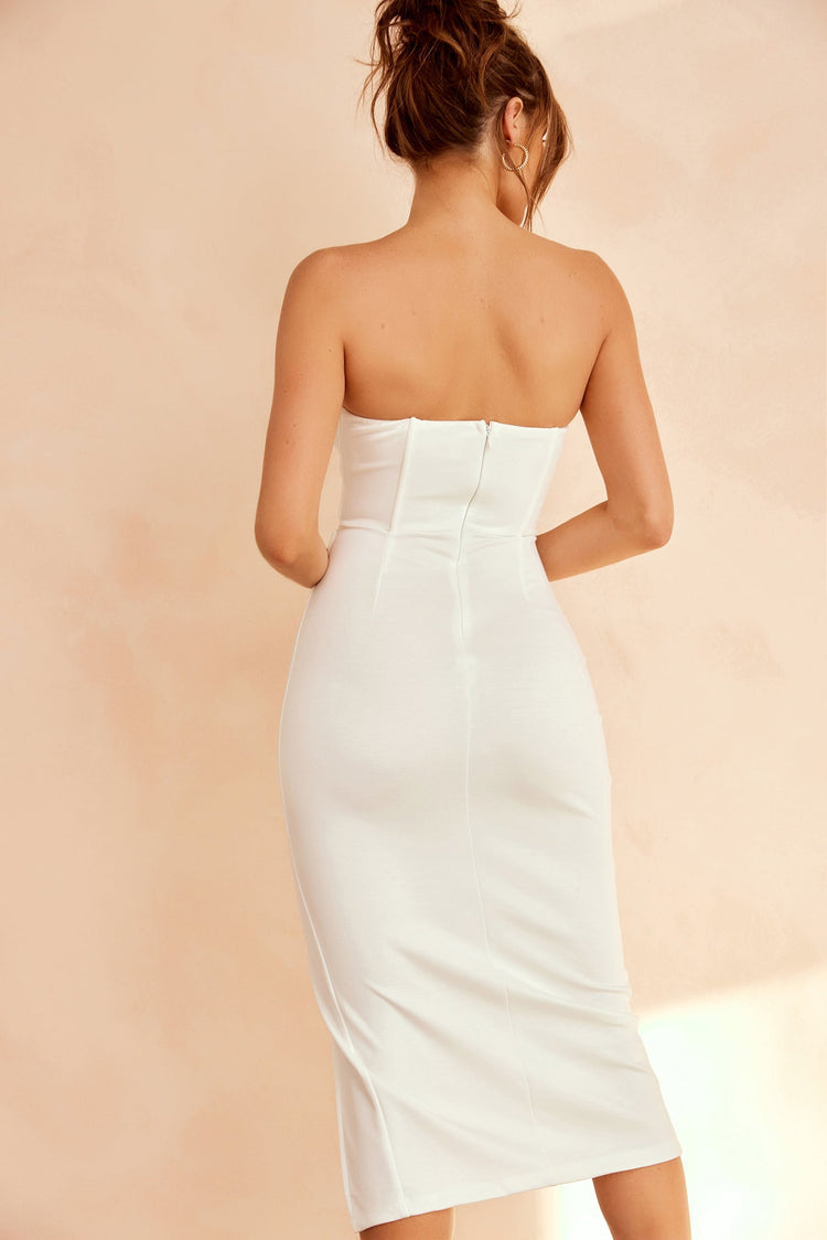 Hour To Glam Midi Dress - White DRESSES Sage and Paije