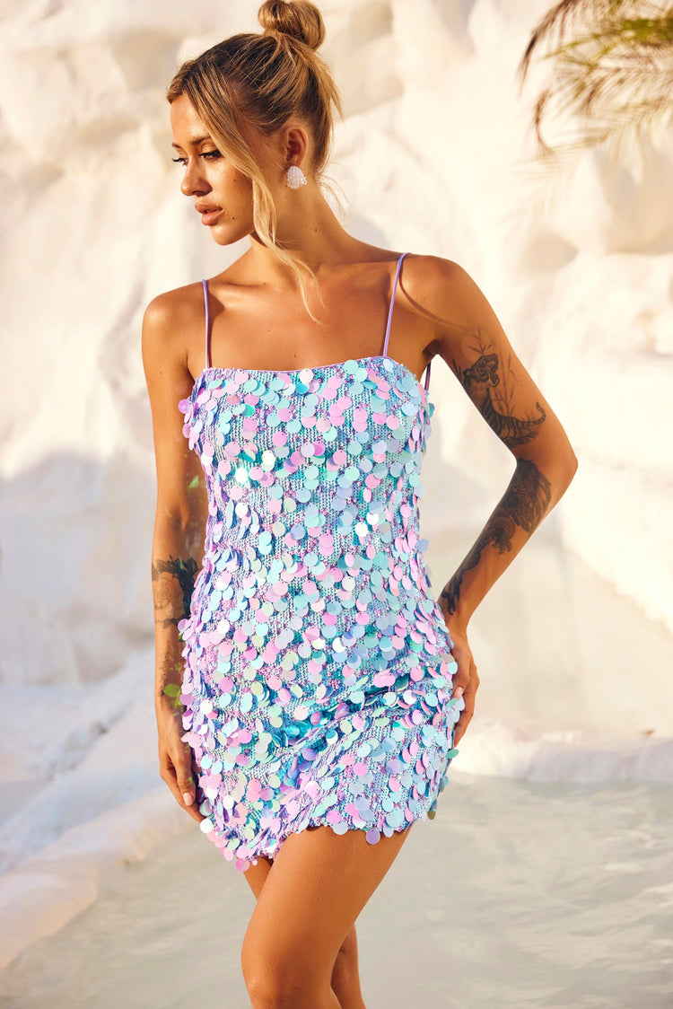 Sparks Fly Mini Dress - Aqua DRESSES Sage and Paije