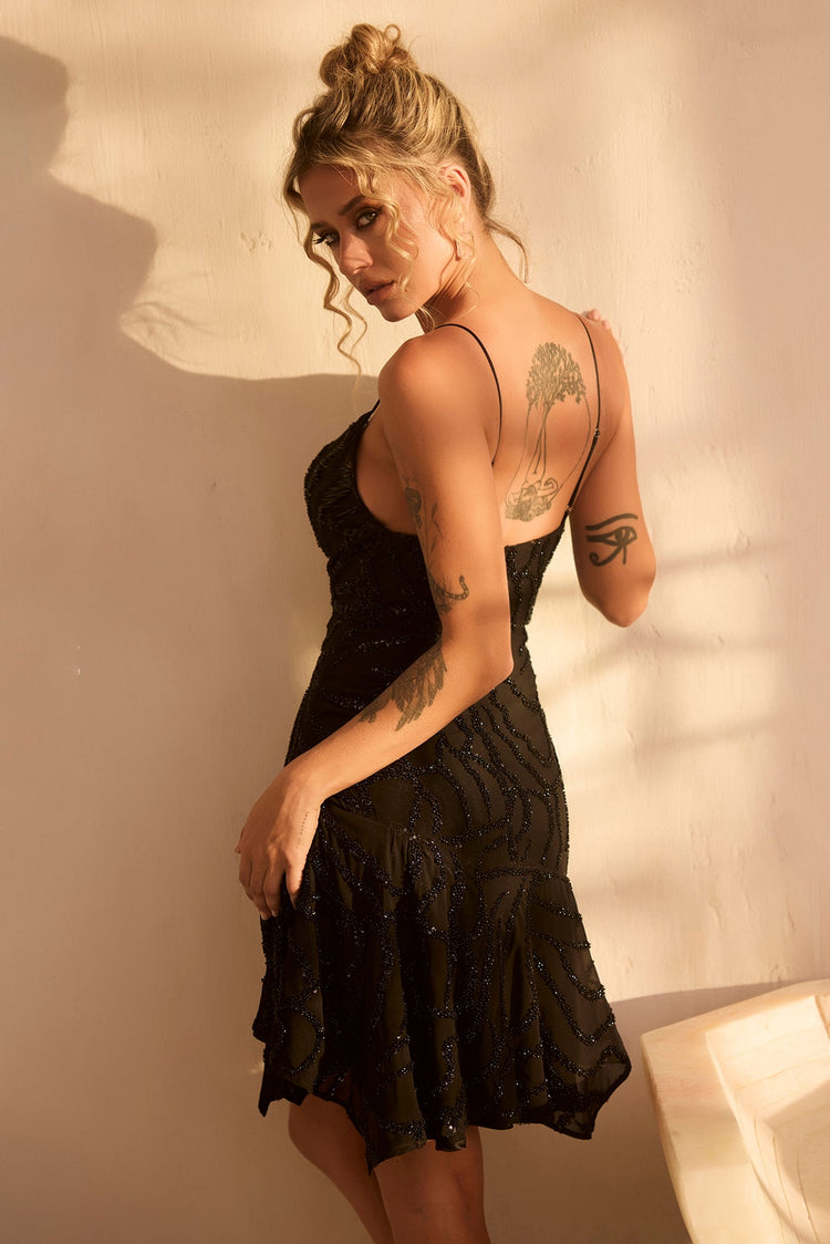 Coconico Beaded Mini Dress - Black DRESSES Sage and Paije