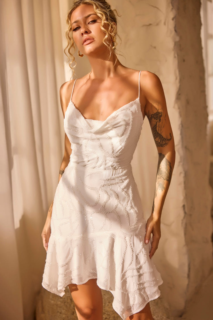 Coconico Beaded Mini Dress - White DRESSES Sage and Paije