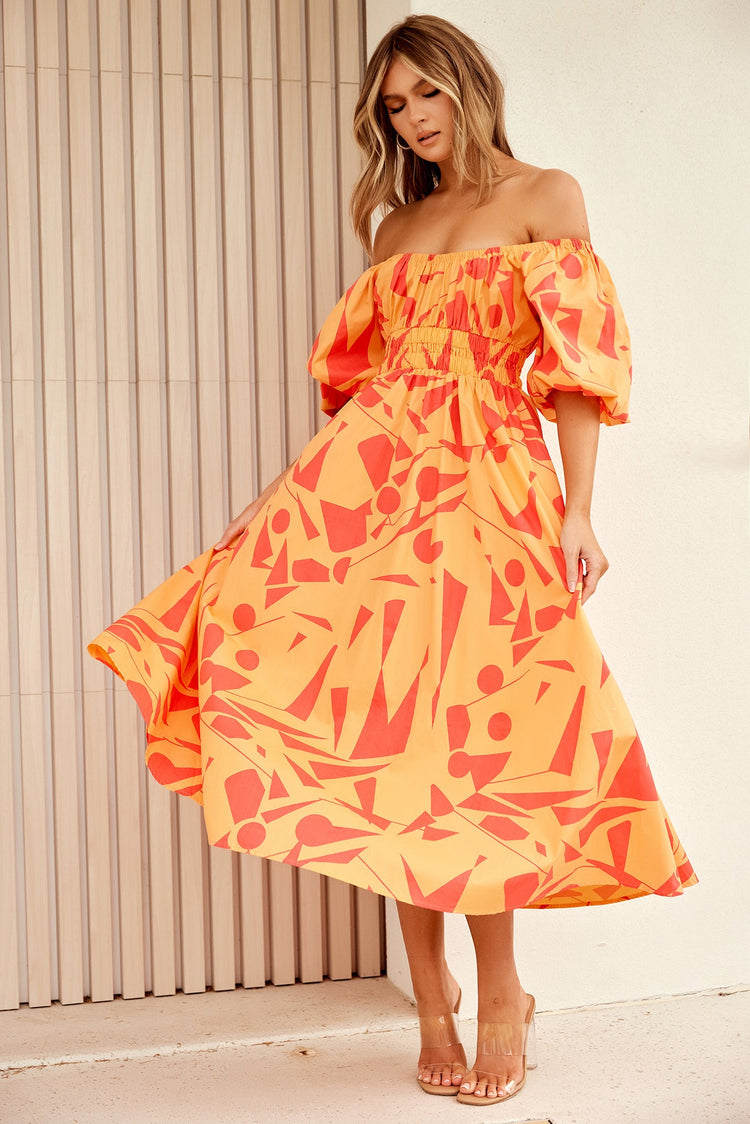 Sonja Midi Dress - Orange Multi DRESSES Sage and Paije