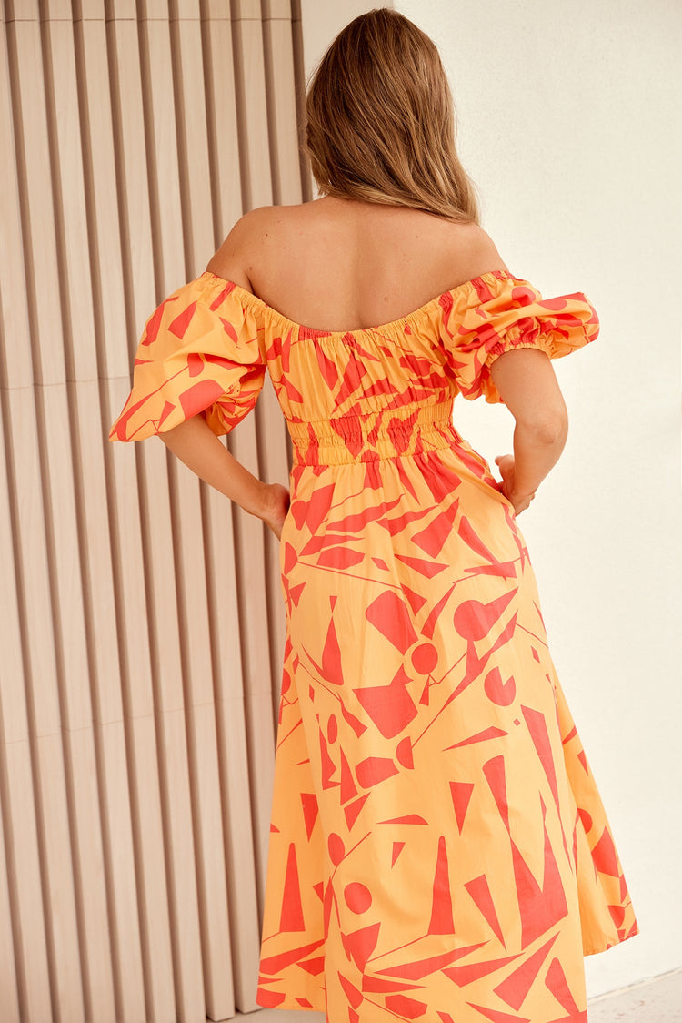 Sonja Midi Dress - Orange Multi DRESSES Sage and Paije