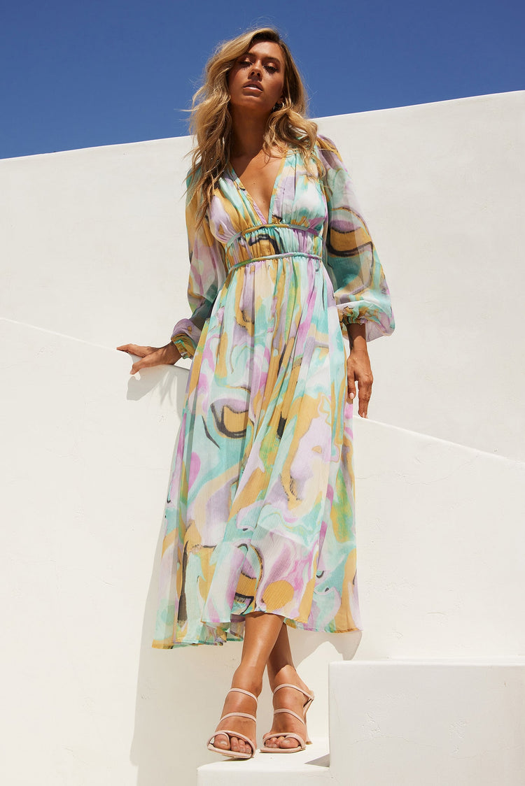 All Cloud Burst Midi Dress - Mint Multi DRESSES Sage and Paije