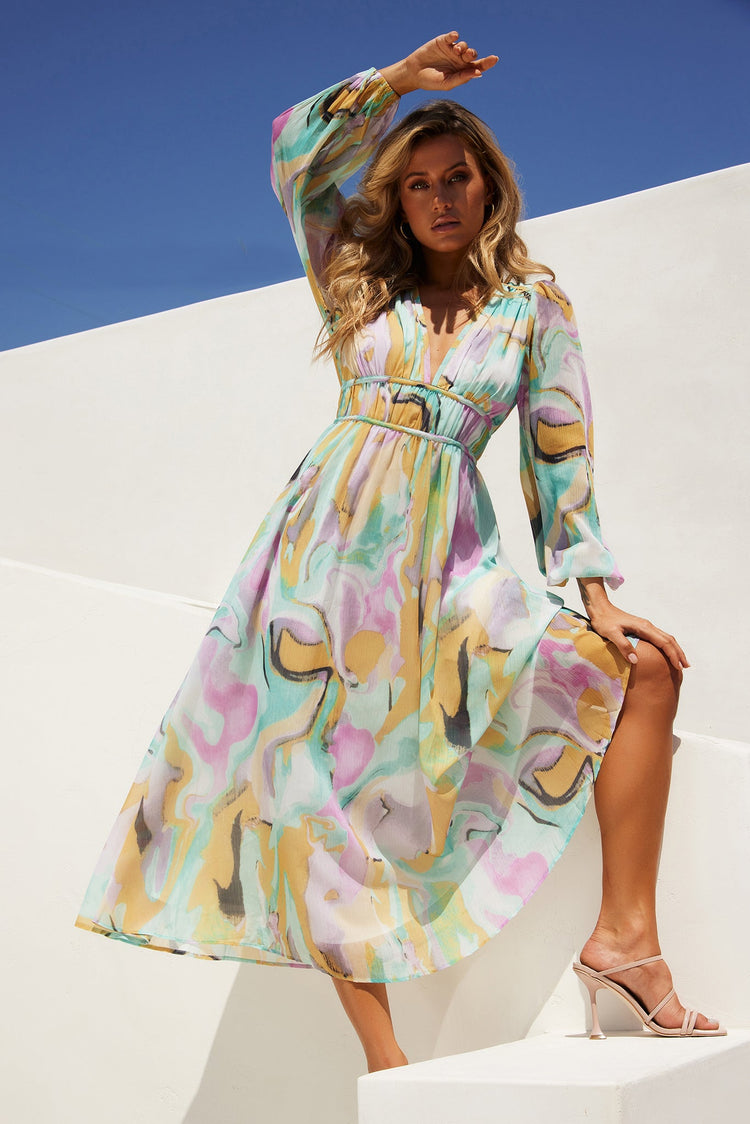 All Cloud Burst Midi Dress - Mint Multi DRESSES Sage and Paije