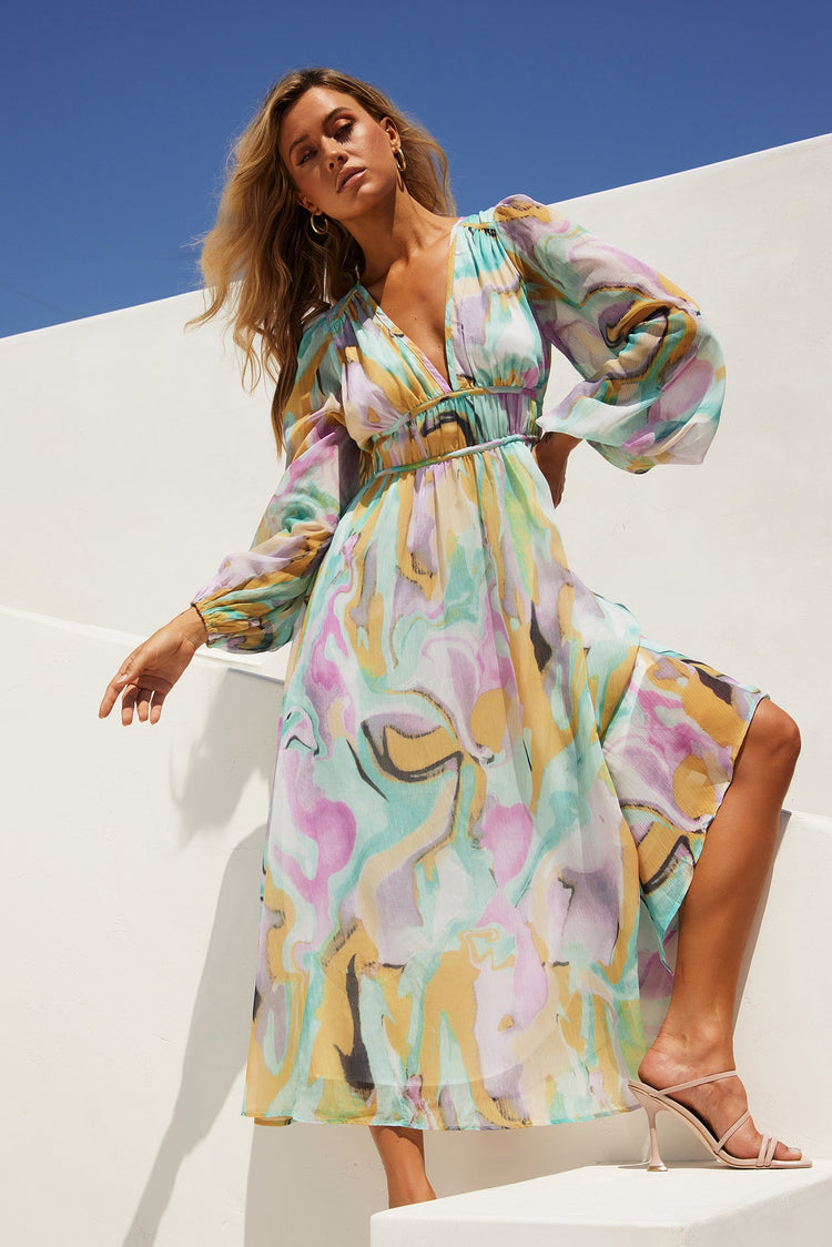 All Cloud Burst Midi Dress - Mint Multi DRESSES Sage and Paije