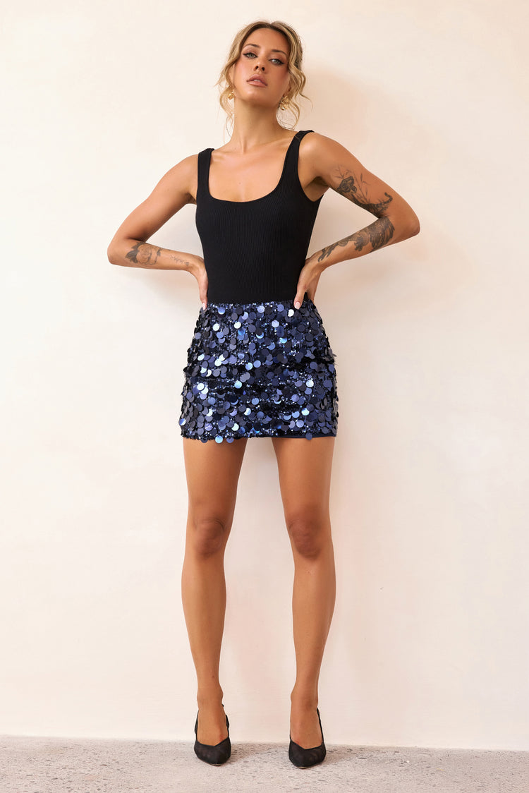 Main Character Mini Skirt - Navy-BOTTOMS