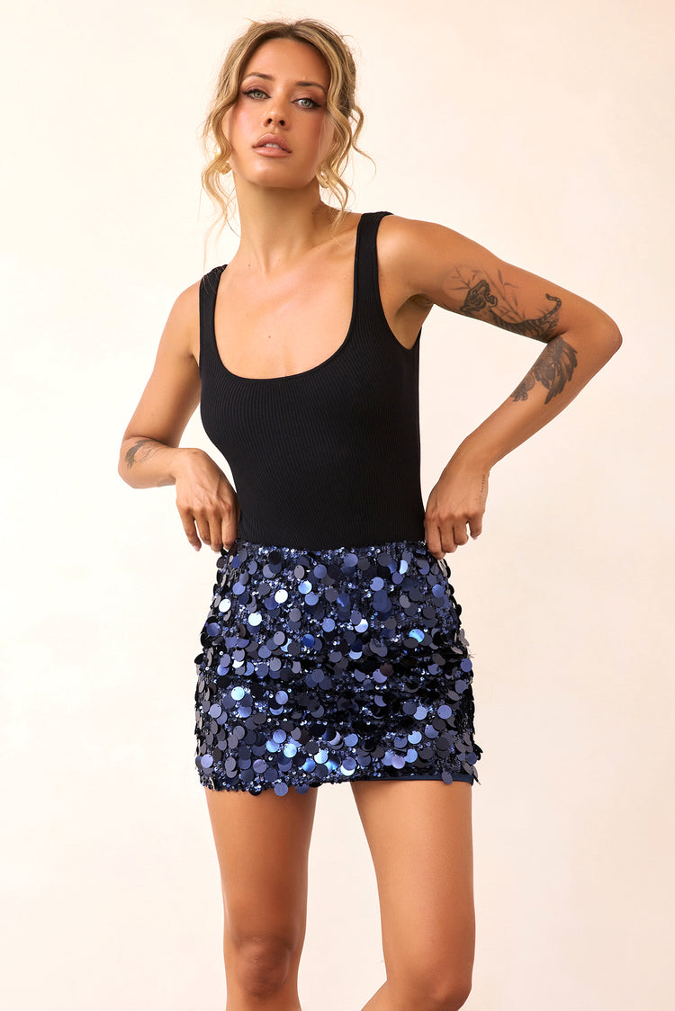 Main Character Mini Skirt - Navy-BOTTOMS
