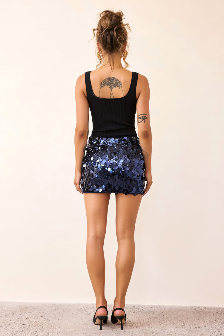 Main Character Mini Skirt - Navy-BOTTOMS
