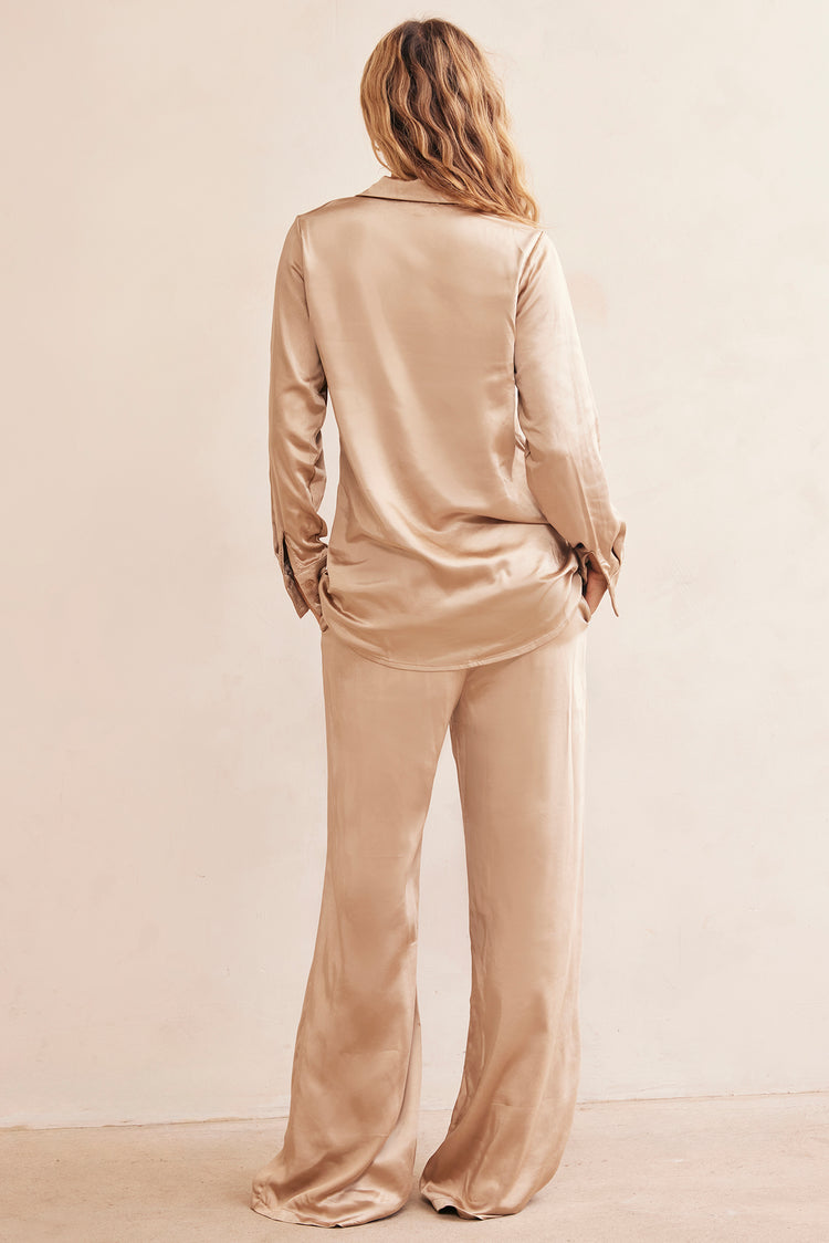 Brooklin Satin Shirt - Champagne | Sage and Paige AUS.