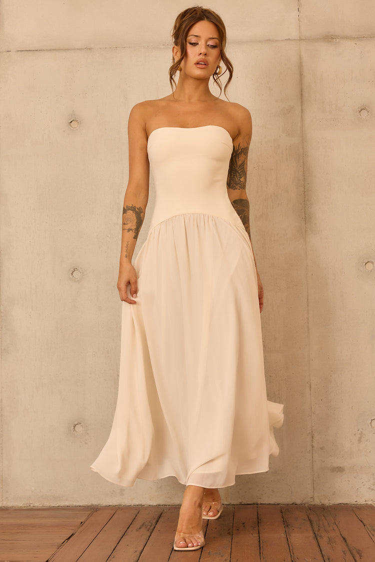 Bare Grace Strapless Maxi Dress - Cream