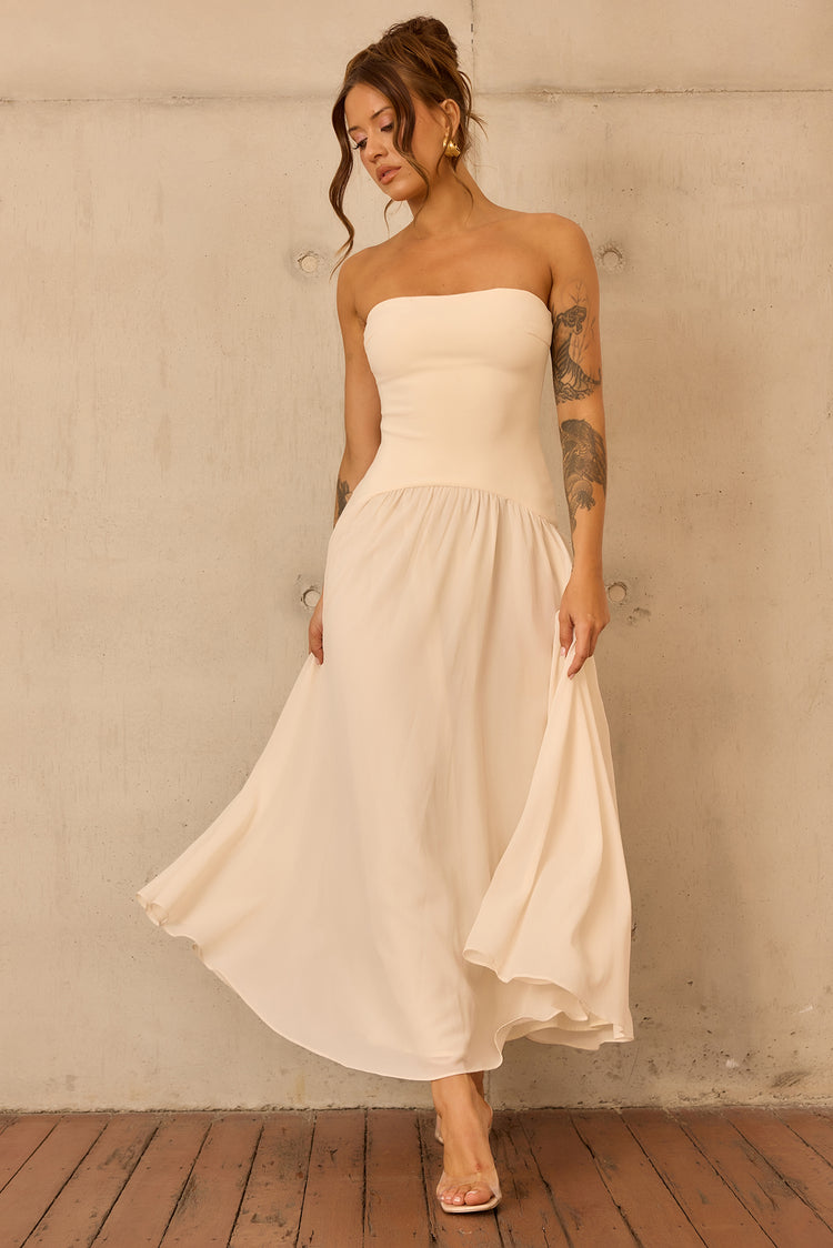 Bare Grace Strapless Maxi Dress - Cream