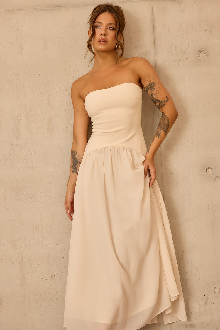 Bare Grace Strapless Maxi Dress - Cream