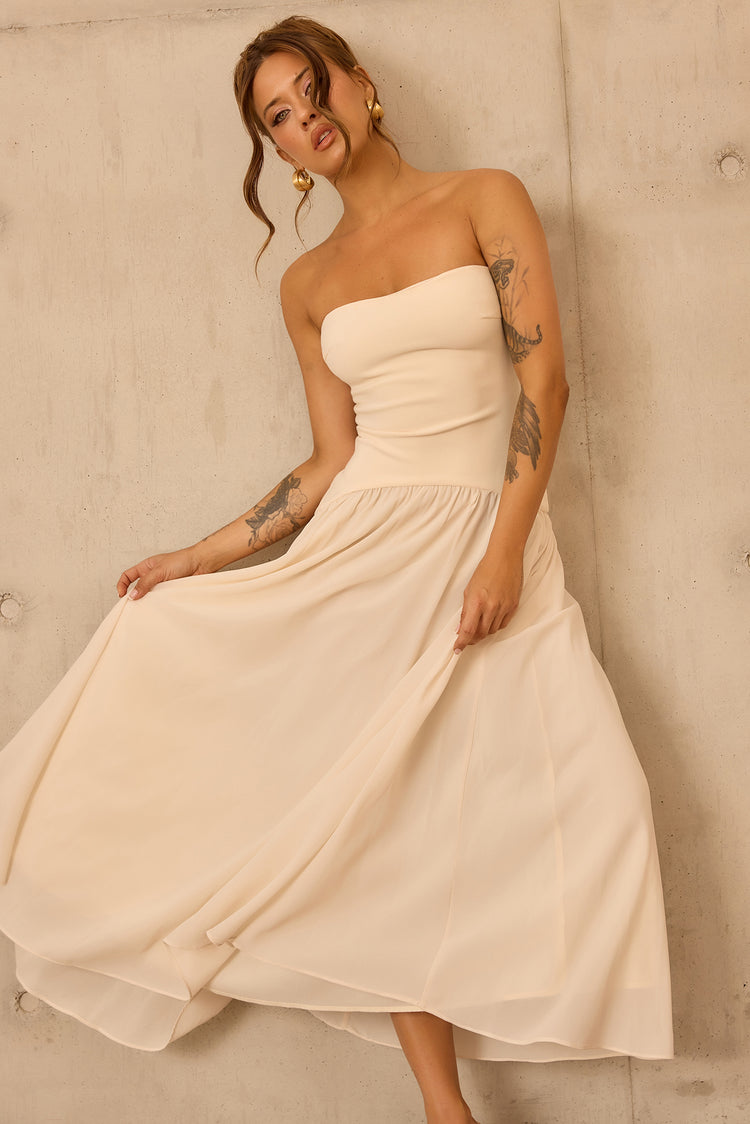 Bare Grace Strapless Maxi Dress - Cream