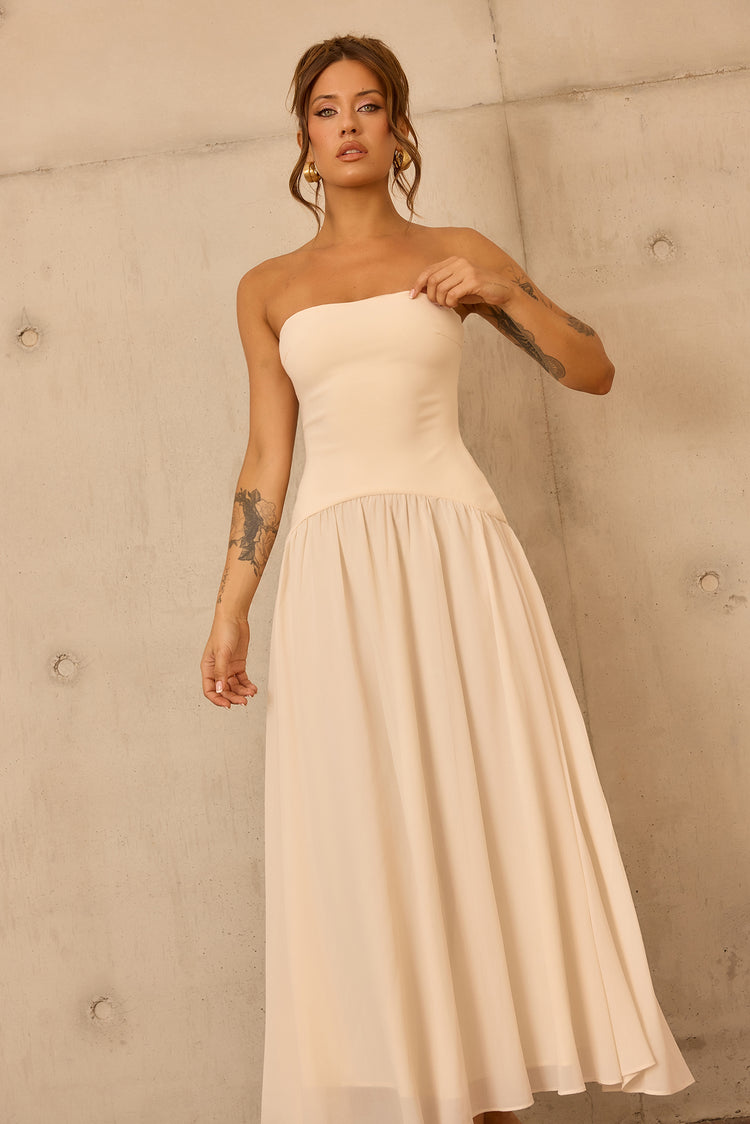 Bare Grace Strapless Maxi Dress - Cream