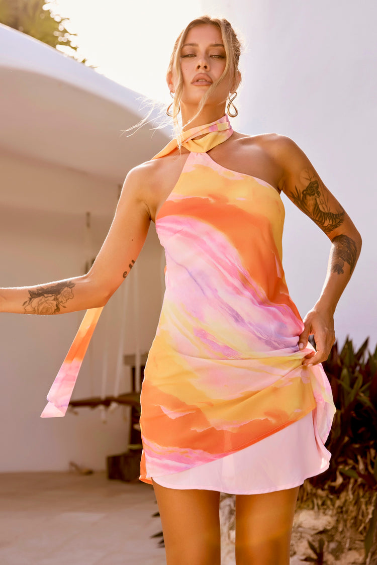 Desert Island Mini Dress - Orange Multi | Sage and Paige AUS.