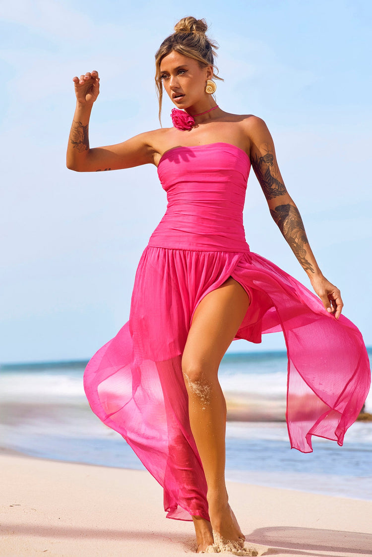 The Briana Maxi Dress - Hot Pink DRESSES Sage and Paije