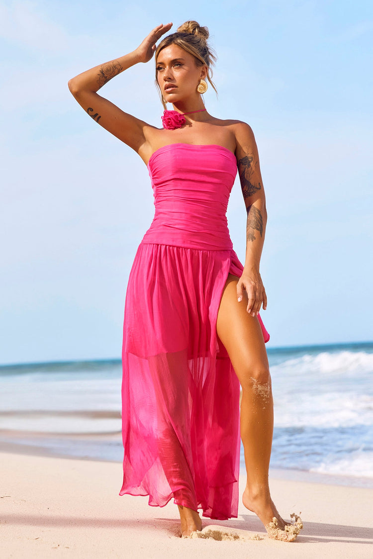 The Briana Maxi Dress - Hot Pink DRESSES Sage and Paije