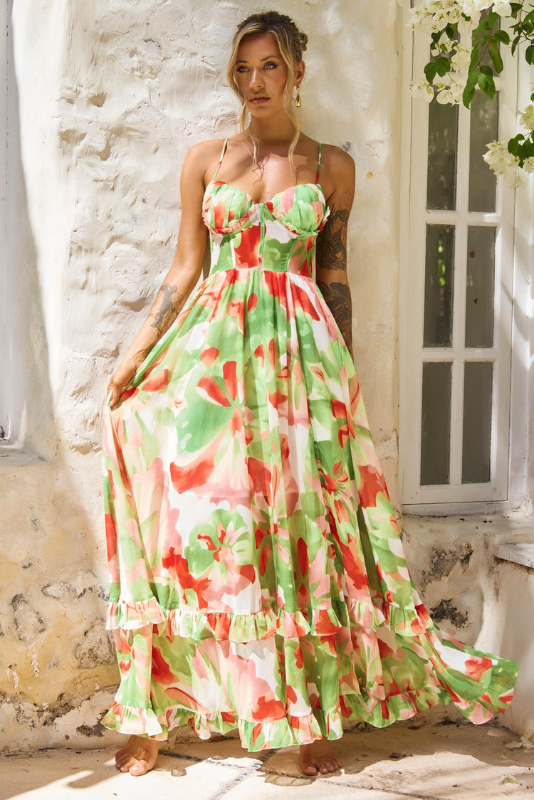 Nightcap Maxi Dress - Green Multi DRESSES Sage and Paije