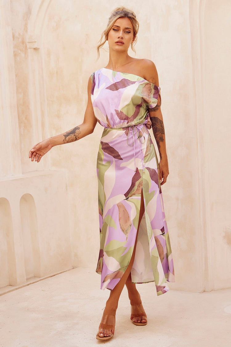 Late Matching Midi Dress - Purple Multi DRESSES Sage and Paije