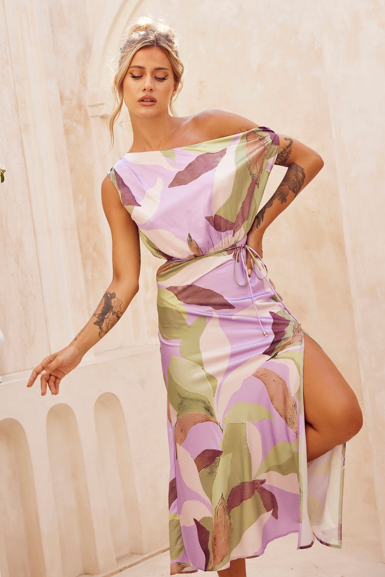 Late Matching Midi Dress - Purple Multi DRESSES Sage and Paije