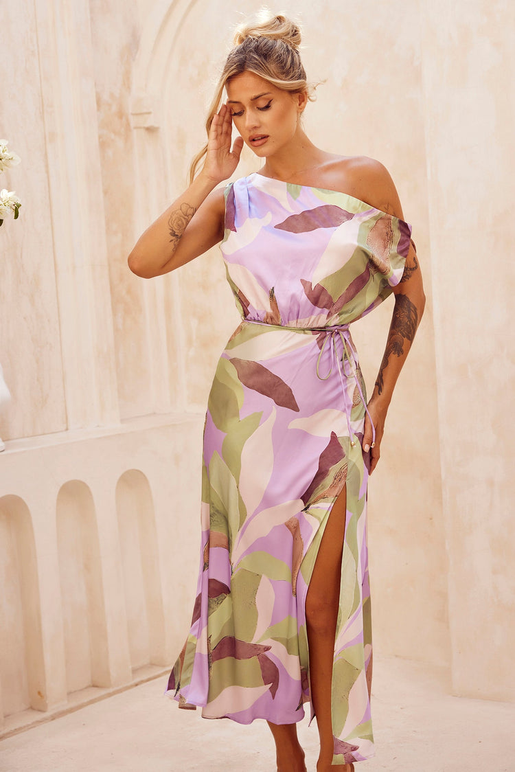 Late Matching Midi Dress - Purple Multi DRESSES Sage and Paije