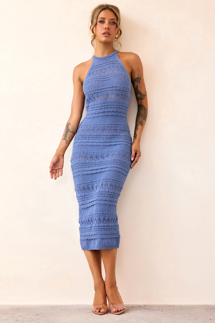 Kaila Knit Midi Dress - Midnight Blue-KNITWEARS