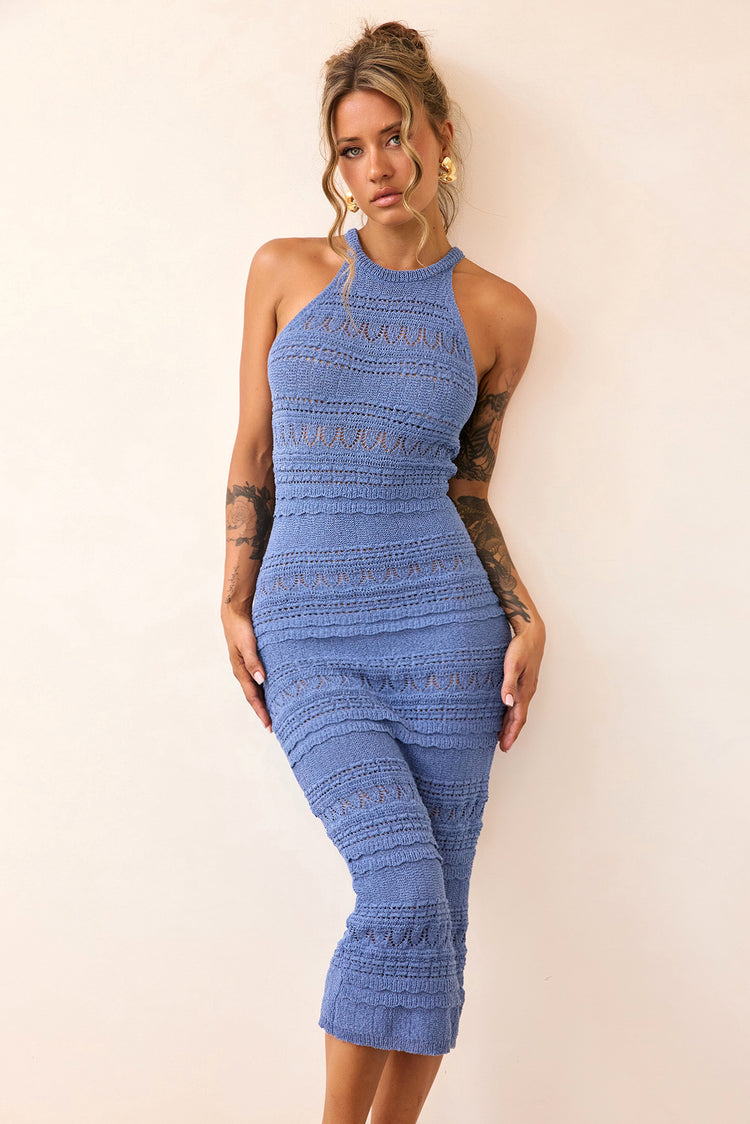 Kaila Knit Midi Dress - Midnight Blue-KNITWEARS