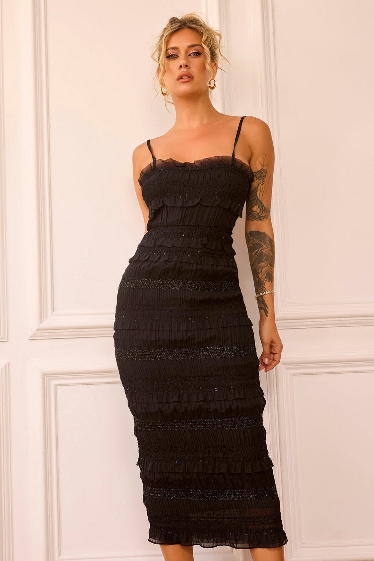 The Lineup Midi Dress - Black DRESSES Sage and Paije