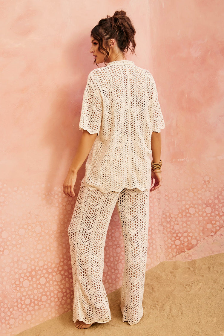 Heat Wave Crochet Pants - Beige BOTTOMS Sage and Paije