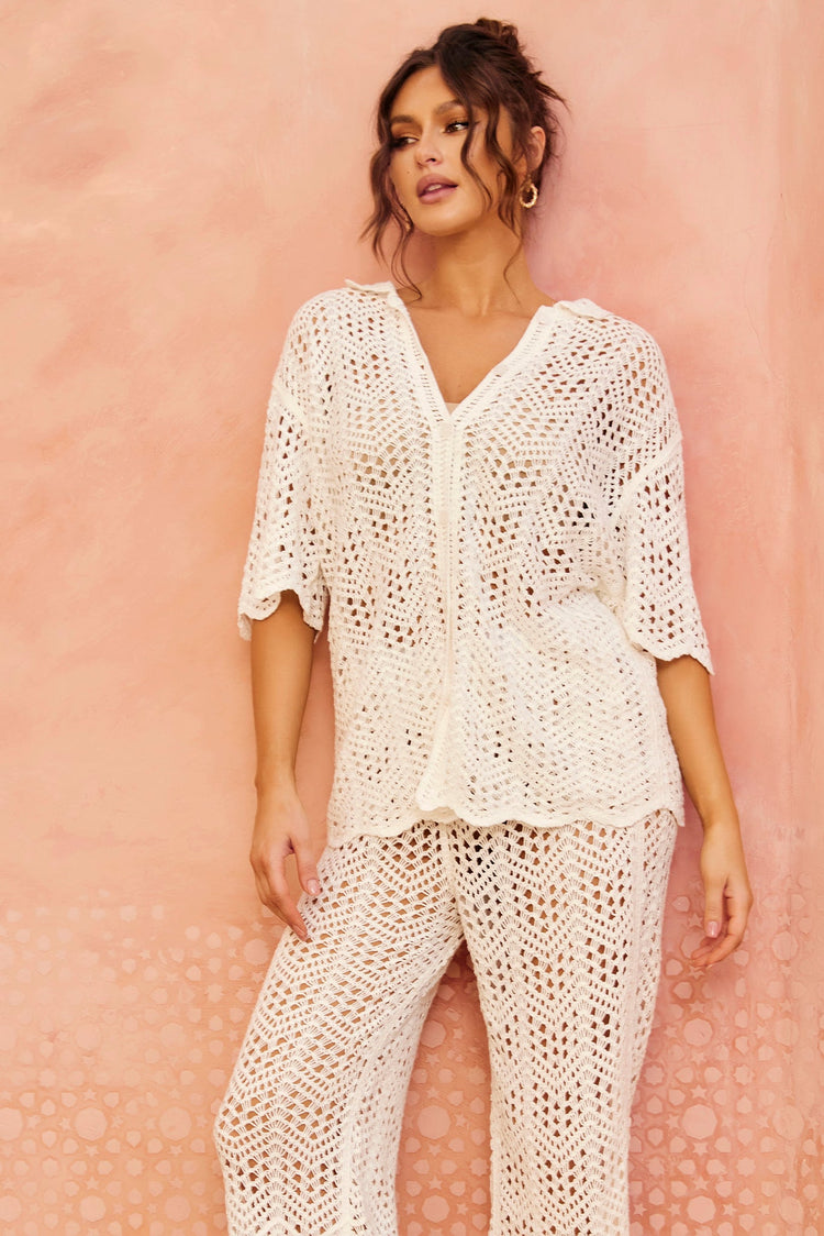 Heat Wave Crochet Pants - White BOTTOMS Sage and Paije