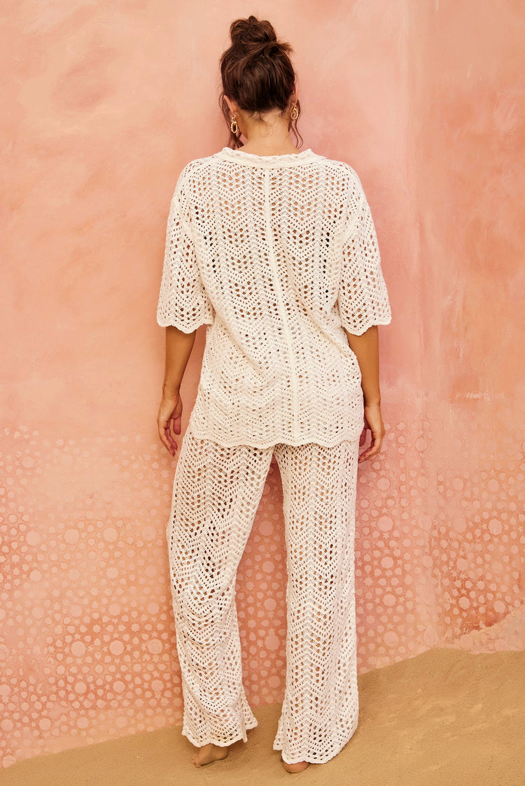 Heat Wave Crochet Pants - White BOTTOMS Sage and Paije