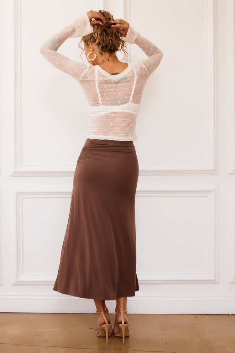 Front Runner Midi Skirt - Brown BOTTOMS Sage and Paije