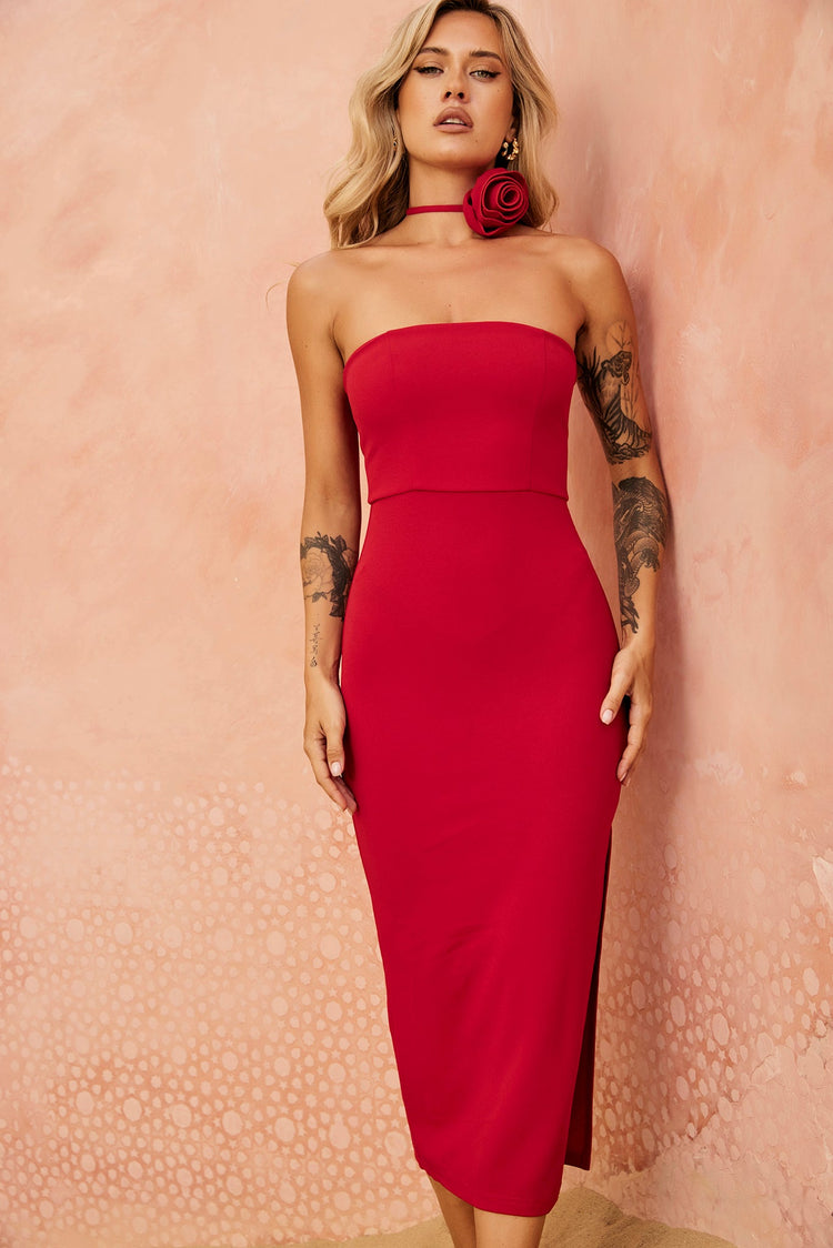 Petite Rosa Midi Dress - Red DRESSES Sage and Paije