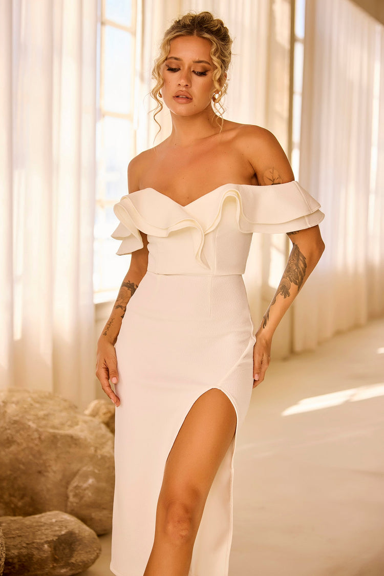 Naomi Midi Dress - White DRESSES Sage and Paije