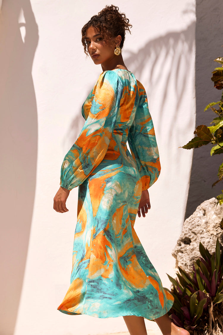 Young And In Love Midi Dress - Blue Multi | Sage and Paige AUS.