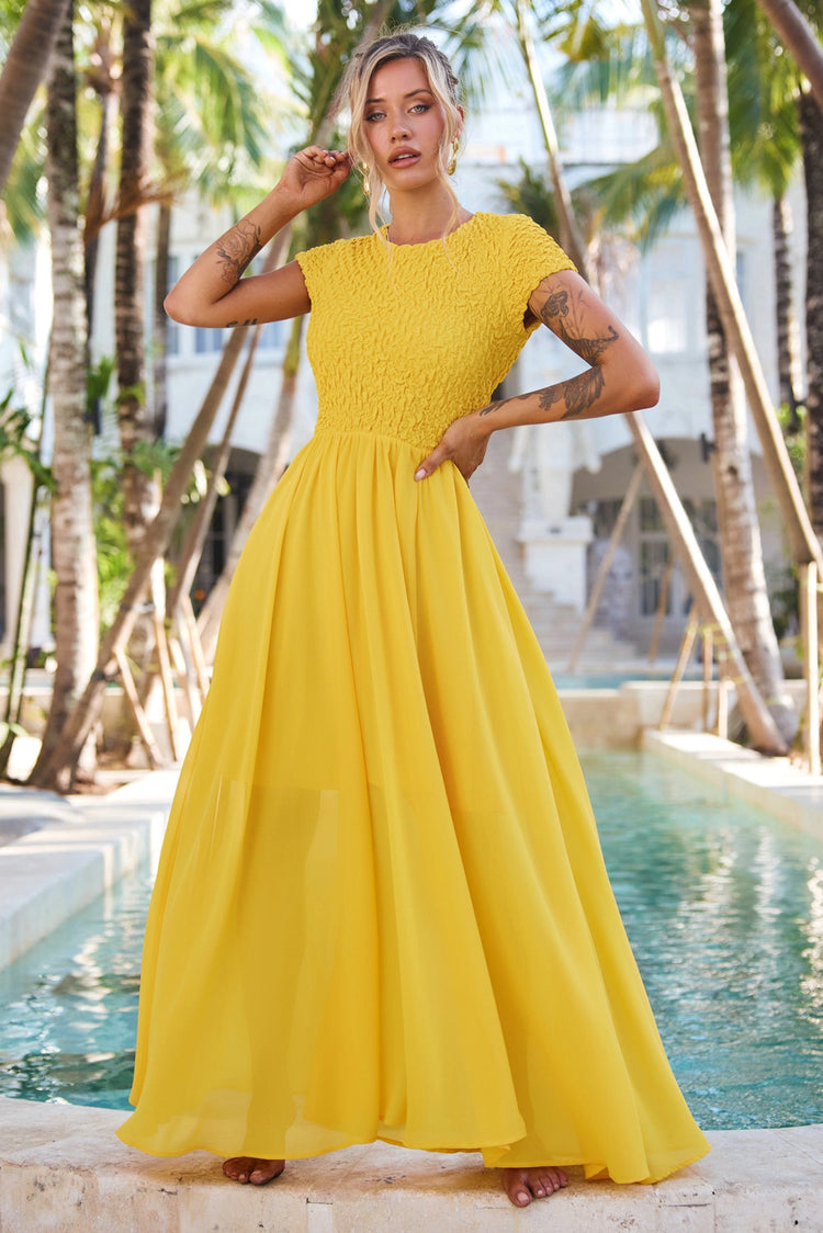 Dream Design Maxi Dress - Yellow DRESSES Sage and Paije