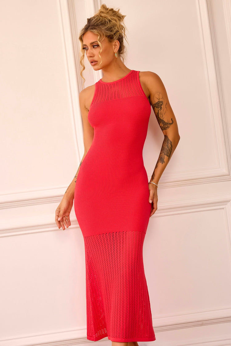 Butterfly Effect Knit Midi Dress - Red DRESSES Sage and Paije