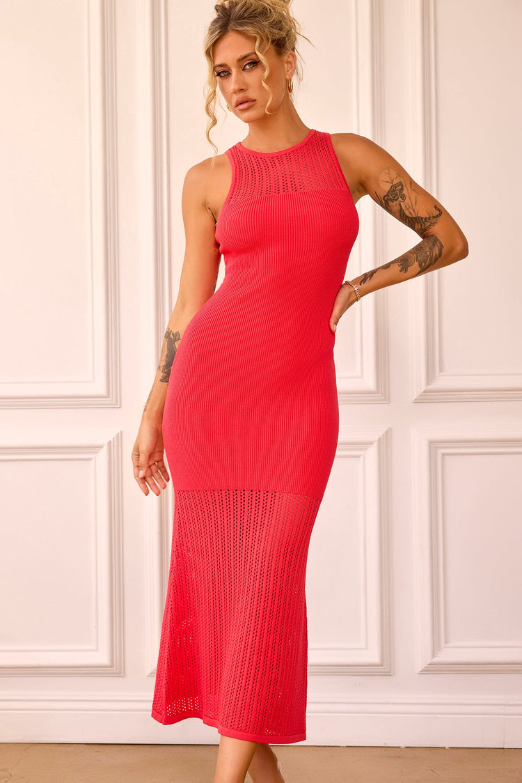Butterfly Effect Knit Midi Dress - Red DRESSES Sage and Paije