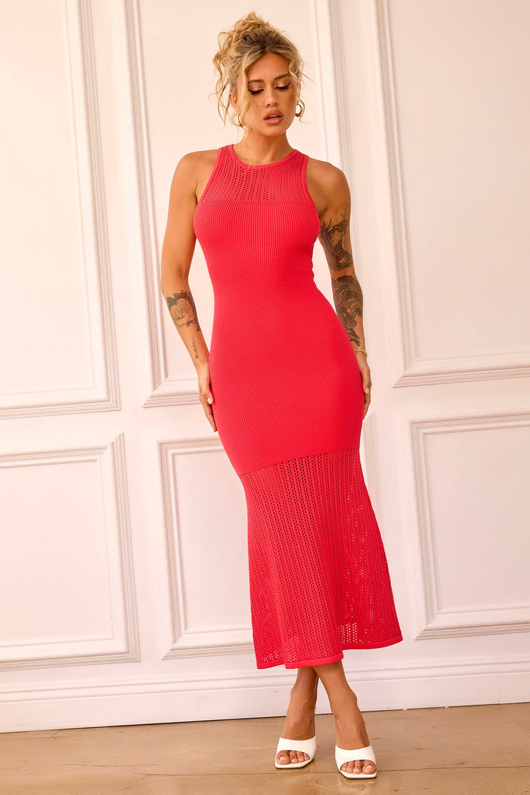 Butterfly Effect Knit Midi Dress - Red DRESSES Sage and Paije