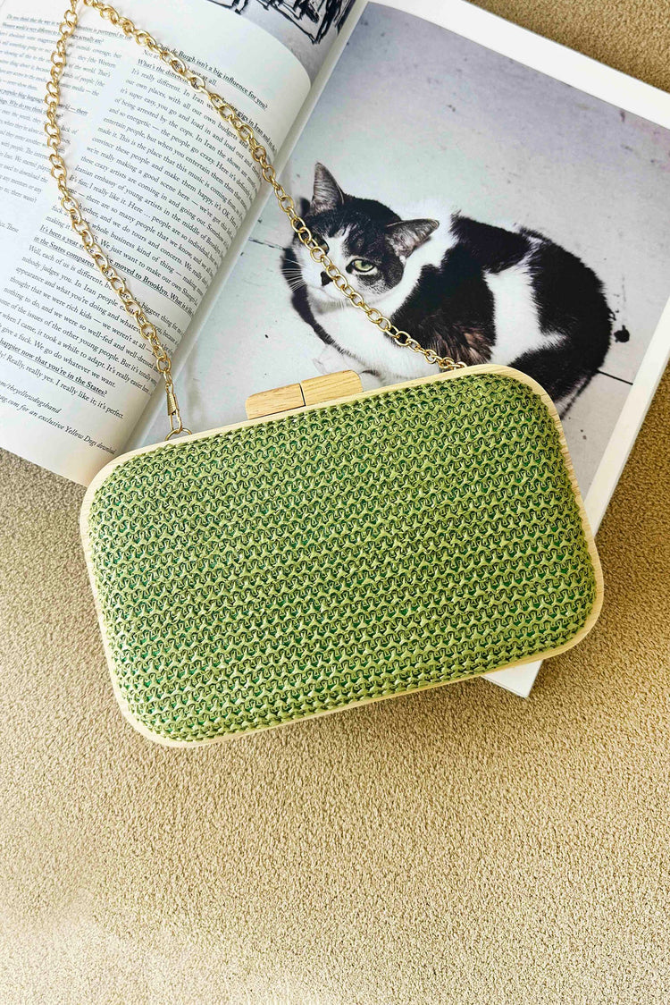 Tea Gardens Clutch Bag - Green ACCESSORIES Sage and Paije