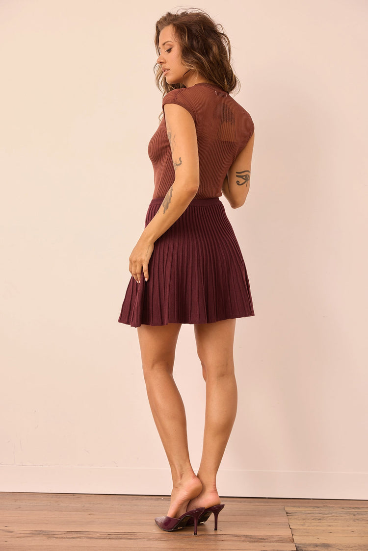Icon Edit Knit Mini Skirt - Plum BOTTOMS Sage and Paije