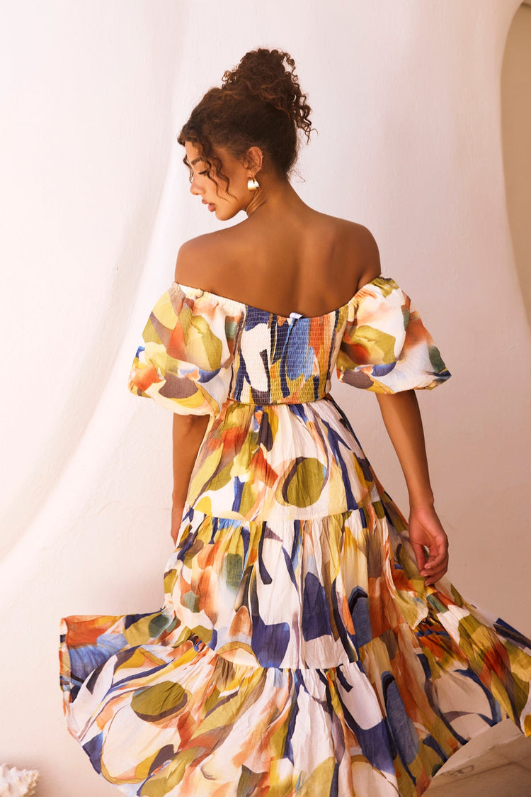 Sunny Spell Midi Dress - Blue Multi DRESSES Sage and Paije