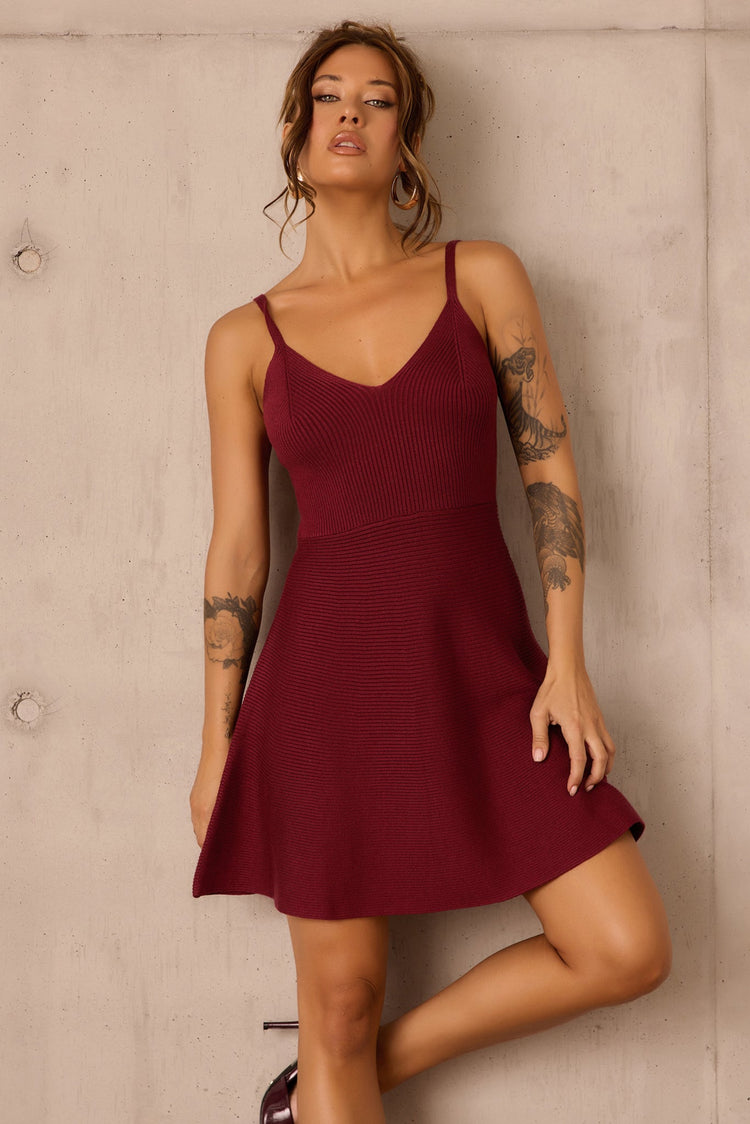 Tasha Knit Mini Dress Set - Wine CO-ORDS Sage and Paije
