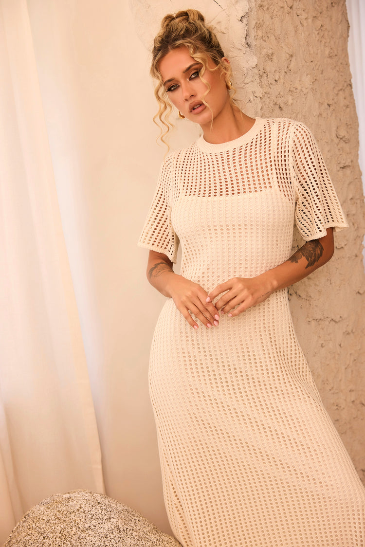 Rosalyn Crochet Maxi Dress - Beige | Sage and Paige AUS.