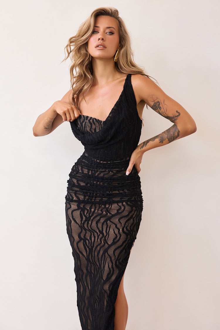 Spotlight Lace Maxi Dress - Black-DRESSES
