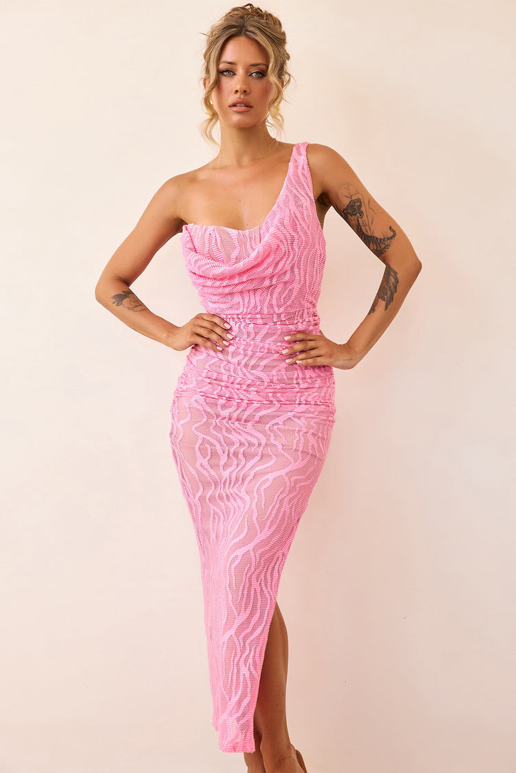 Spotlight Lace Maxi Dress - Pink-DRESSES