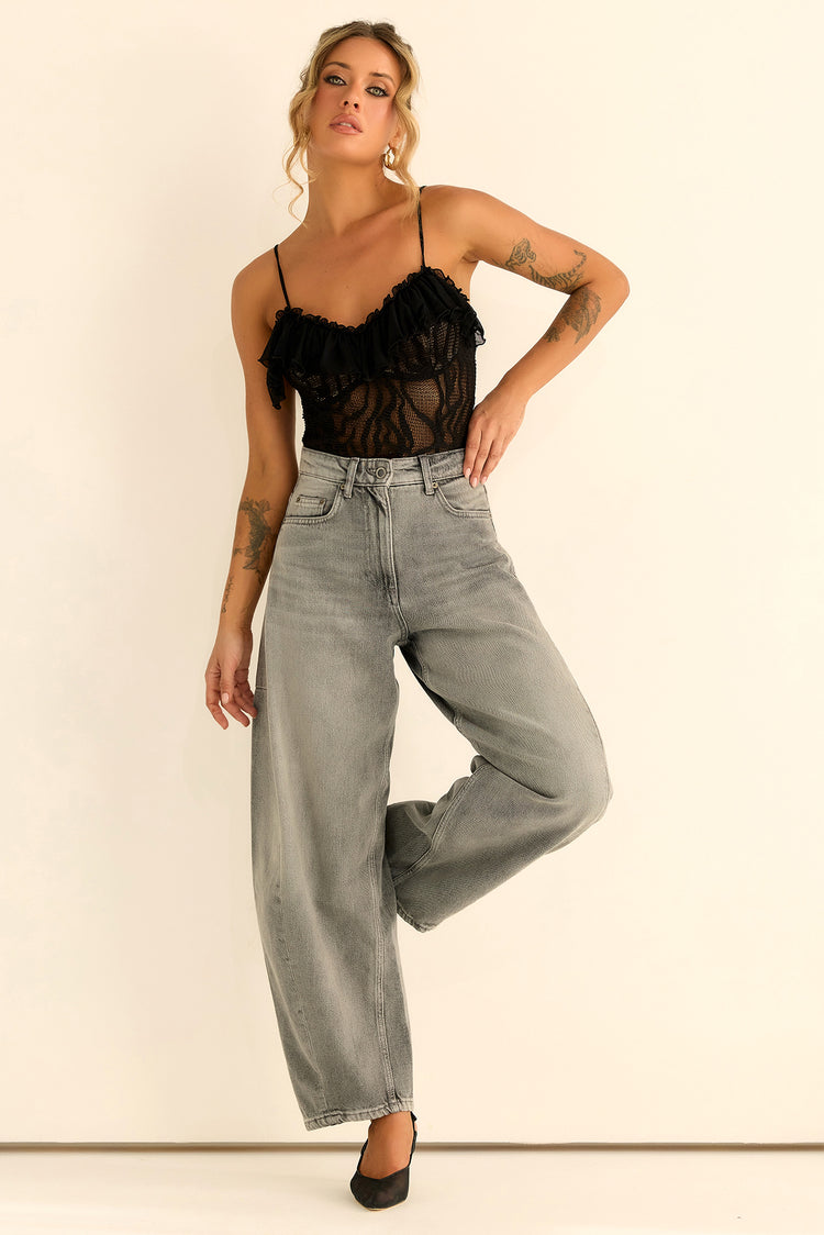 Soft Whispers Lace Bodysuit - Black