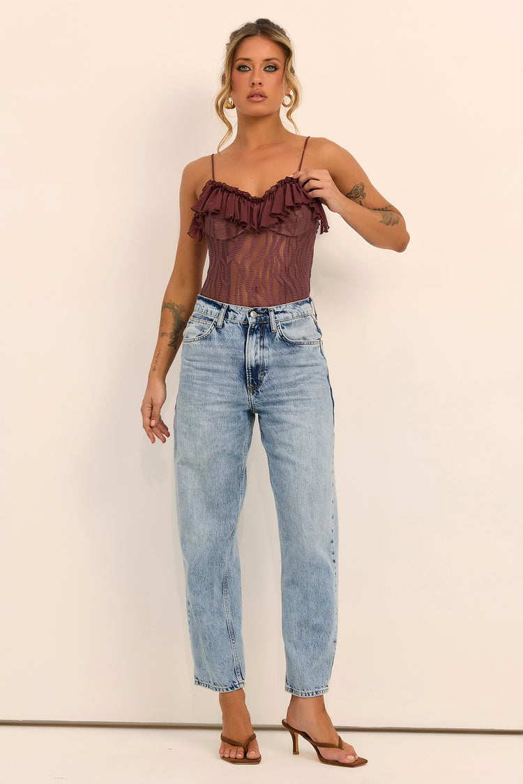 Soft Whispers Lace Bodysuit - Chocolate