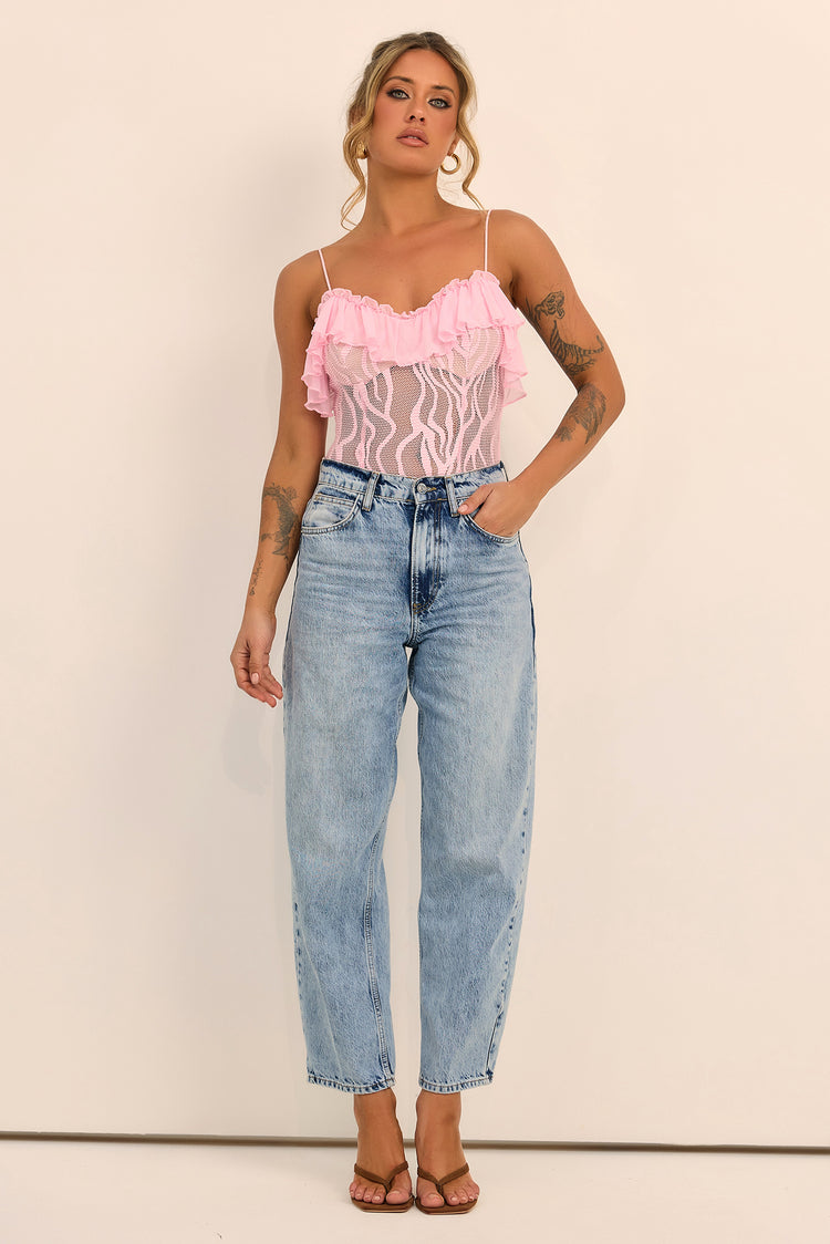Soft Whispers Lace Bodysuit - Pink